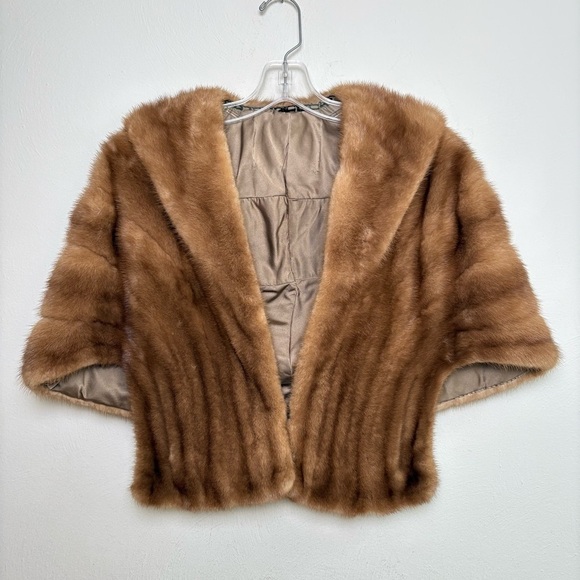 Vintage 50s 60s Mink Fur Shawl Wrap Topper Shrug - Picture 3 of 14